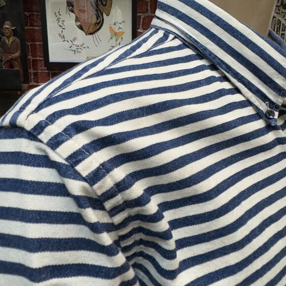 Naked and Famous striped fitted denim shirt size large - Picture 3 of 11
